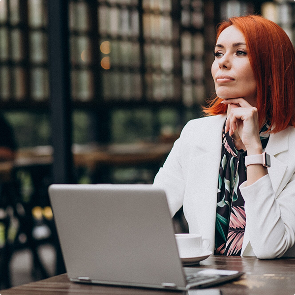 Woman learning with laptop